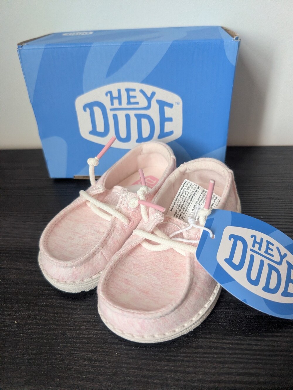 NEW light pink HEY DUDE Wendy Toddler Stretch Jersey Slip-On shoes Sz 5